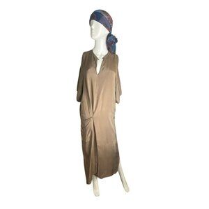 HUMANOID WOMEN'S TAUPE MAXI SHIRT DRESS SZ XS